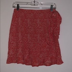 Red and white wrap skirt